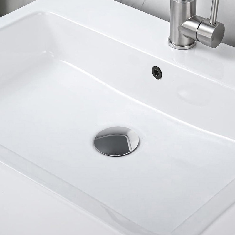 2 Pcs Bathroom Sink Drain With Overflow, Vessel Sink Lavatory Vanity Pop Up Drain Stopper, 304 Stainless Steel, Chrome