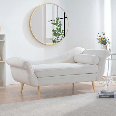 Chaise longue rembourrée avec accoudoirs à volutes Tellys