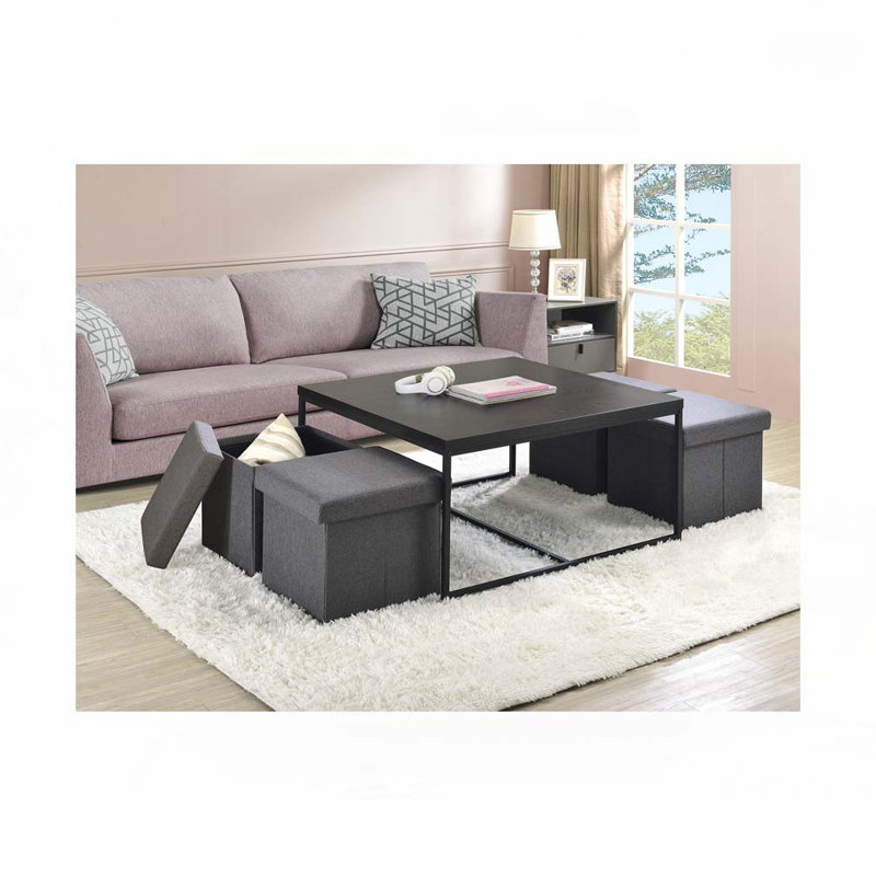 Table basse avec rangement Vinny, Noir, noir, noir, noir