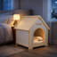 Niche pour chien en bois de cèdre massif avec coussin pour petits chiens