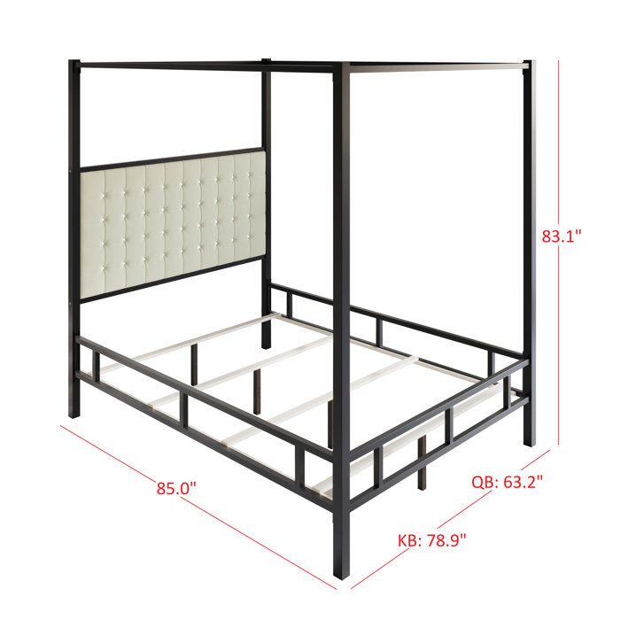 Home Design Inc. Upholstered Metal Canopy Bed & Reviews | Wayfair