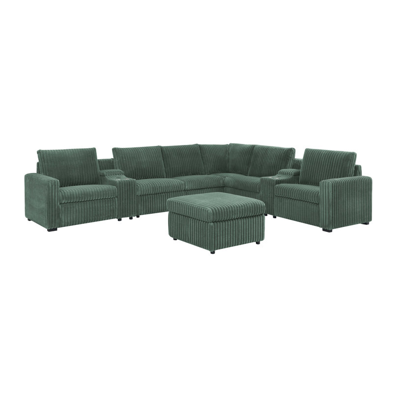 Canapé modulaire inclinable électrique Rdamidtin, Velours côtelé vert foncé