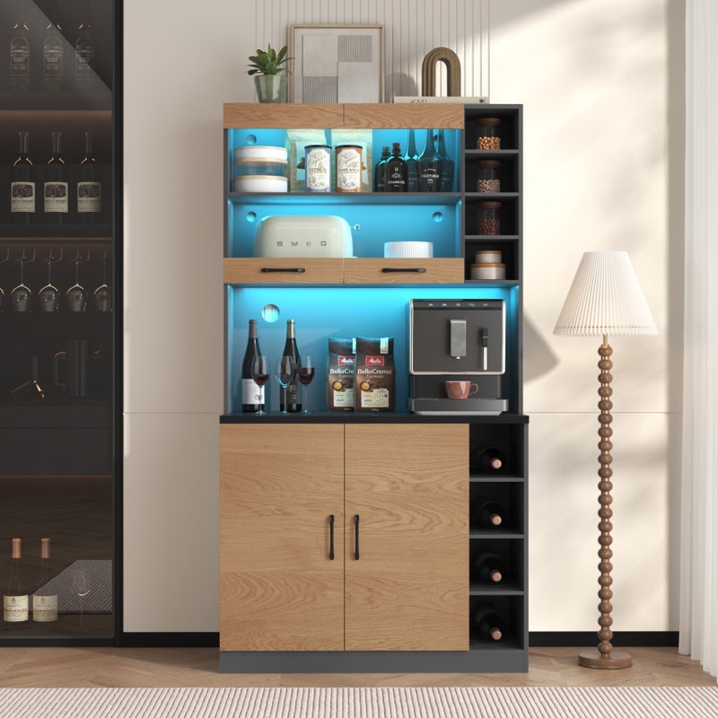 187cm Kitchen Pantry, Natural/Black