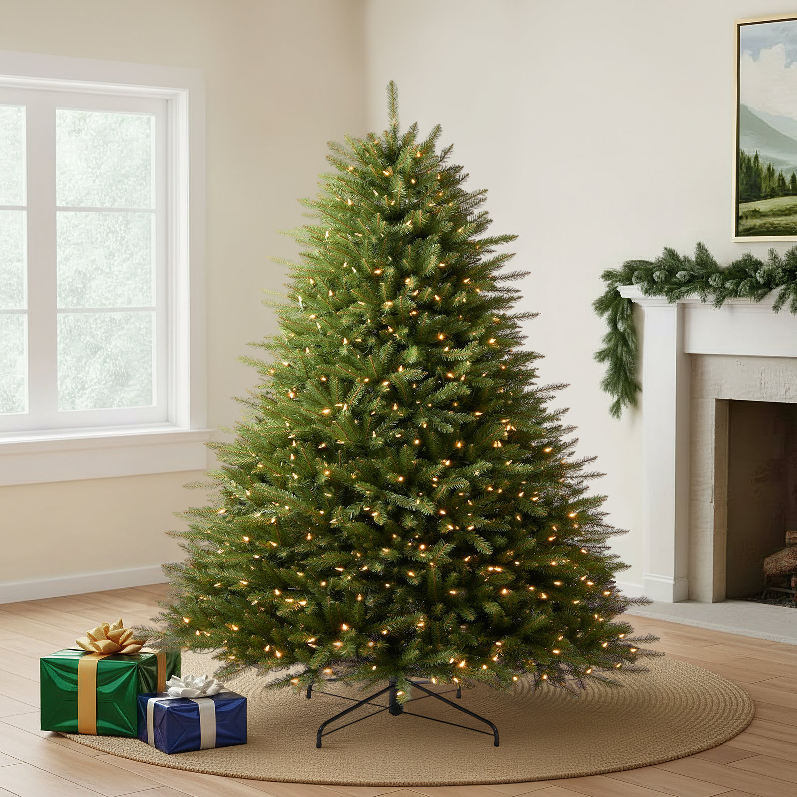 Flocked Pre-Lit Fir Christmas Tree, 6'5" H