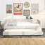Lit tapissier avec lit gigogne simple beige - construction, plateforme moderne indispensable et structure en bois massif