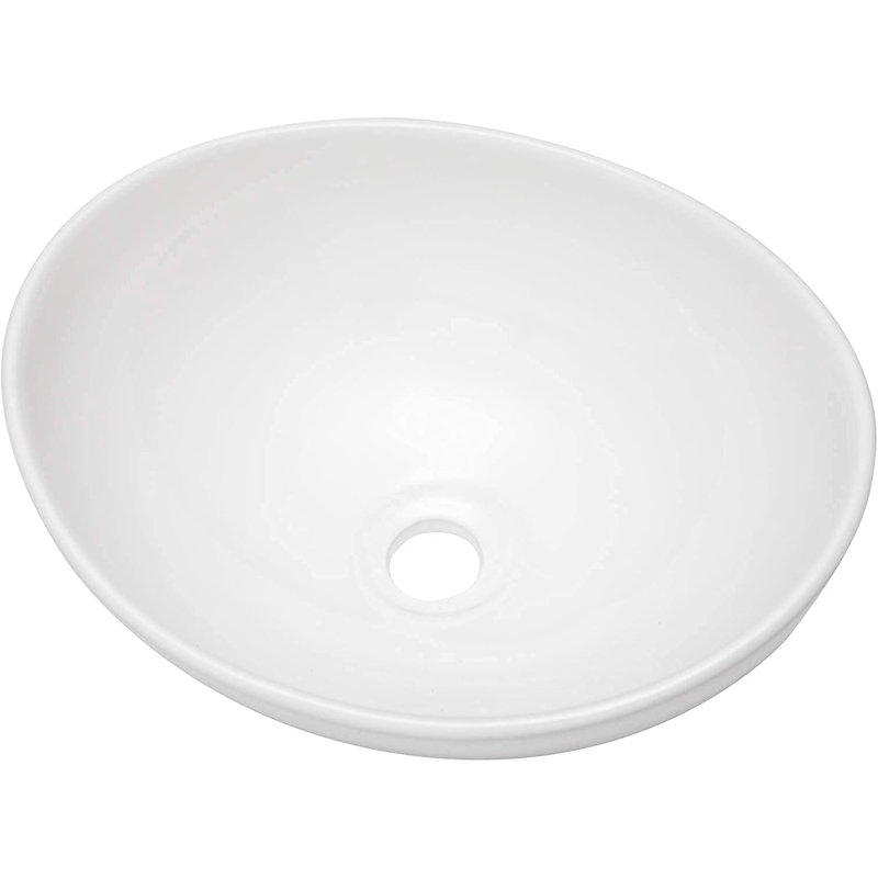 Modern Oval Ceramic Vessel Sink For Bathroom Vanity, Above Counter Installation, Durable And Easy To Clean
