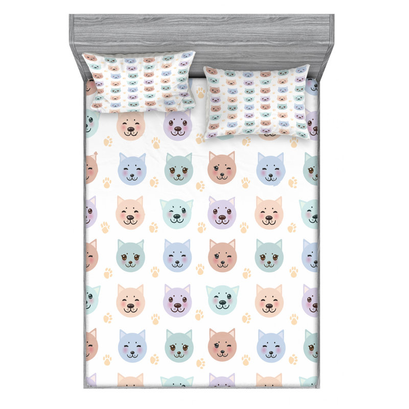 Microfiber Sheet Set, Full Sheet Set + Fitted Sheet + 2 Pillowcases, Cat