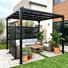 Pergola en métal 9,8 pi x 7,9 pi et 2 panneaux de clôture en métal pour écran d'intimité, cadre de patio en acier pour le jardin extérieur