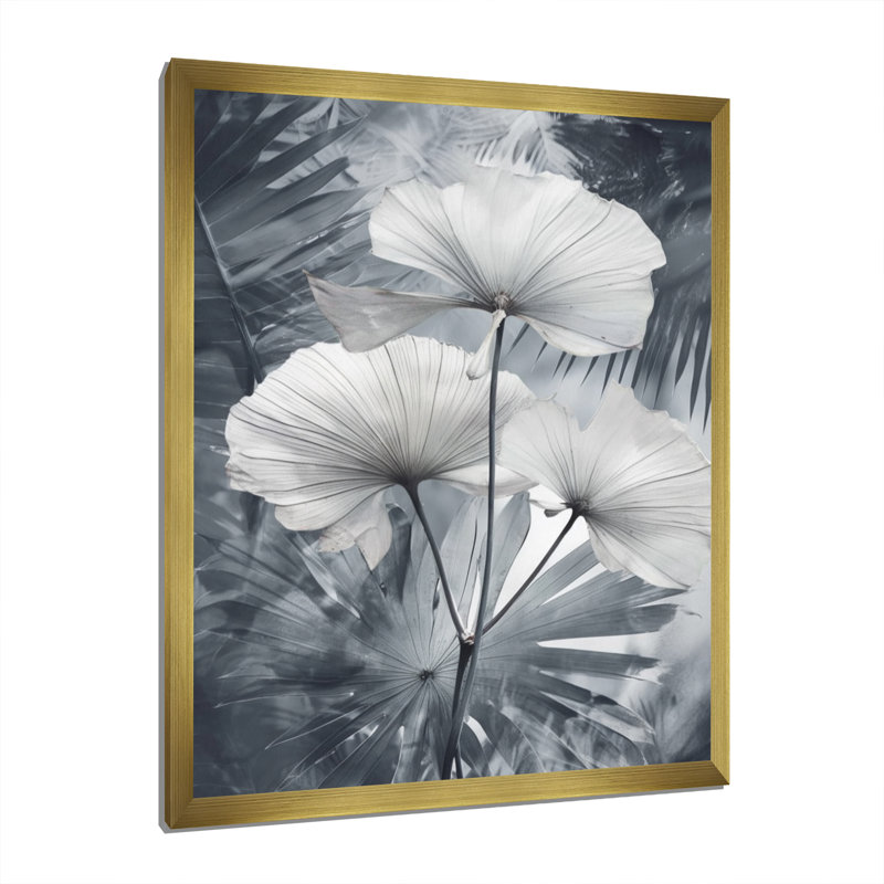 Palmier tropical pour Ginkgo II, Encadrement doré, H 32 po x l 24 po x P 1 po