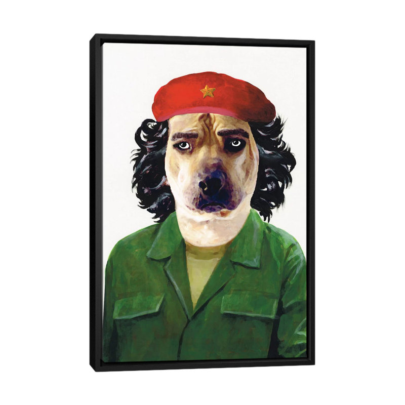 « tché guevara », reproduction d’art sur toile, H 26 po x l 18 po x P 1,5 po, Toile avec cadre noir, Pas de tapis