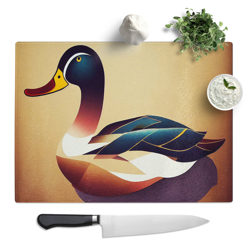 Wild Duck  Glass Chopping Board