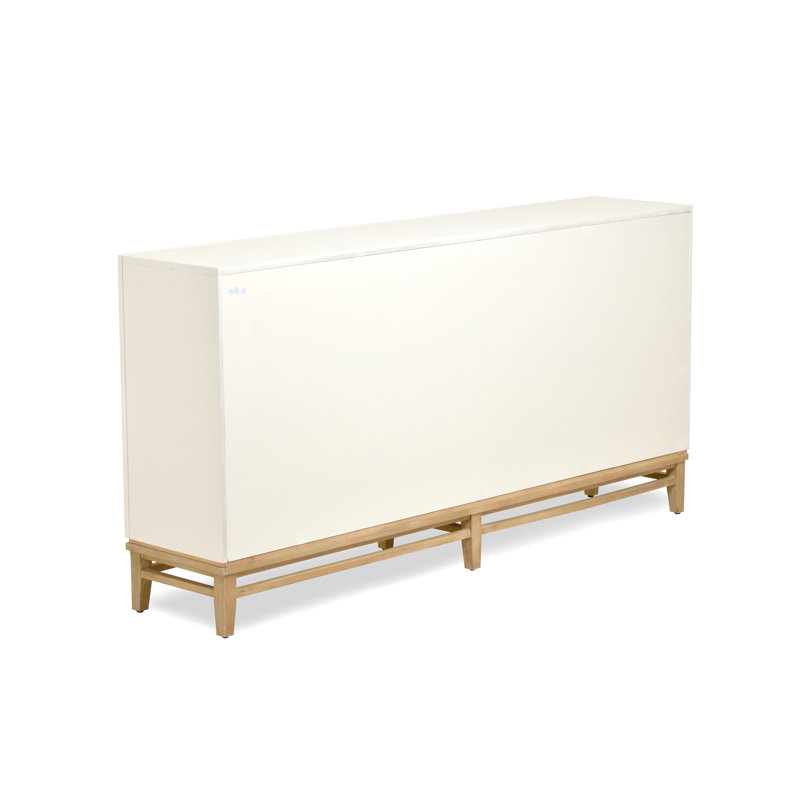 Venice - 4-Door Credenza - White, Natural Finish