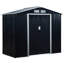 Remise de rangement extérieure de 7 pi x 4 pi Outsunny, remise en métal pour outils de jardin avec trousse de fondation, double porte verrouillable, bouches d'aération et toit incliné, pour cour arrière, patio, pelouse, gris foncé-98192078-98192076