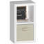 Bibliothèque avec bac de rangement, organisateur de rangement à 2 cubes, bibliothèque ouverte en bois moderne, tablette multifonctionnelle pour salon, chambre à coucher, bureau personnel, blanc