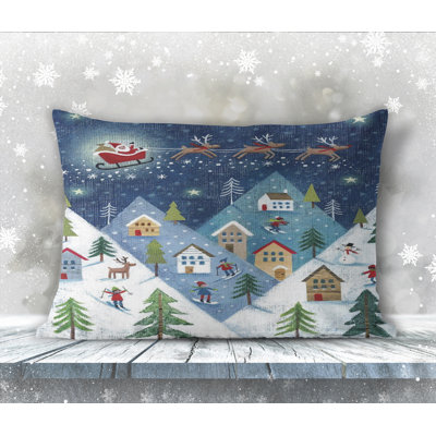 Magical Christmas Indoor/Outdoor Throw Pillow Cotton Blend Outdoor Reversible Throw Pillow