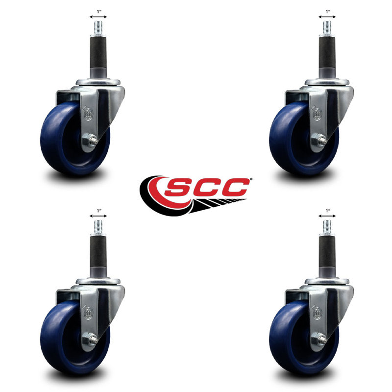 Solid Poly Wheel Swivel Expanding Stem Caster Set SCC NB 3.5" x 1"