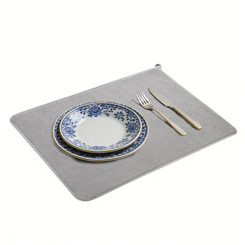 Ensemble de 2 tapis de cuisine en microfibre 20 po x 14 po, paquet de 2 absorbants, Gris