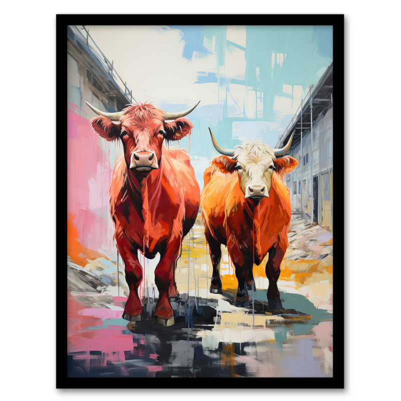 How Now Brown Cow Highlands Country Fun - Single Picture Frame Print