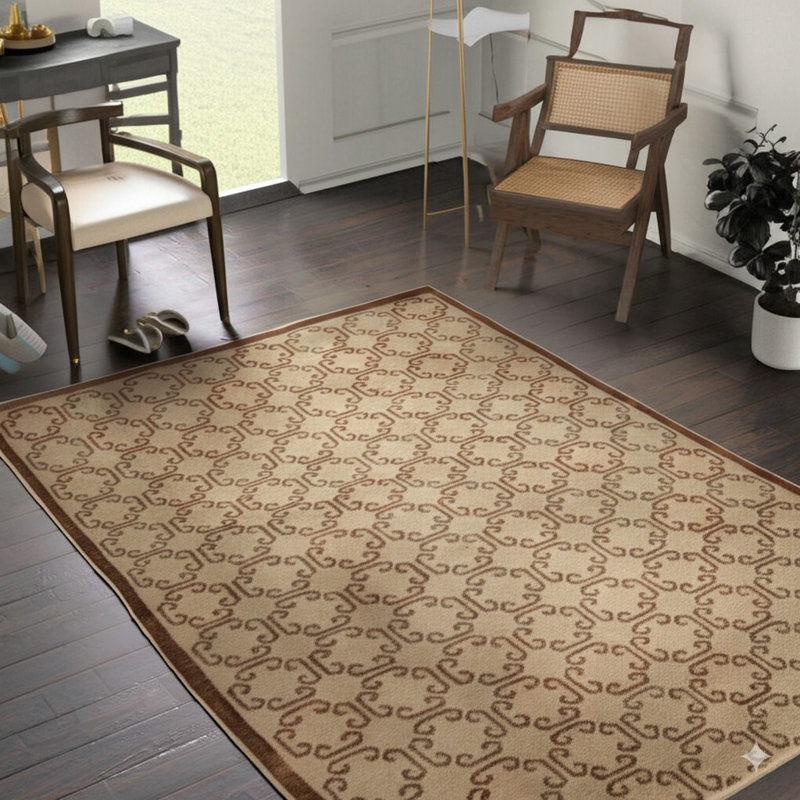Tapis brun clair en laine noué à la main Bradford, Rectangulaire 8 pi x 10 pi