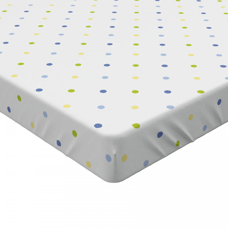 Microfiber Fitted Sheet, Full Fitted Sheet, Blue/Green Polka Dots