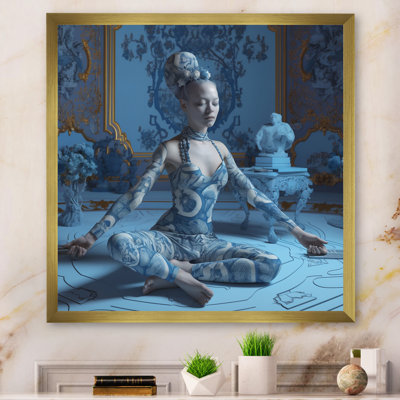 «Spiritual Elegance Blue Yoga Goddess I», reproduction sur toile