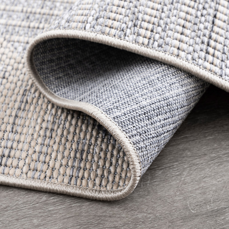 Tapis intérieur / extérieur beige et gris April, Rectangle 7 pi 11 po x 9 pi 11 po