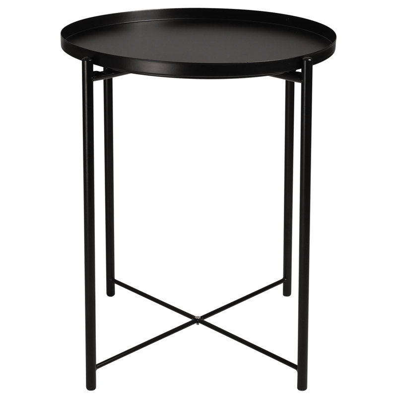Iron Tray Top End Table, Black