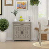 Farmhouse Sideboard Buffet Cabinet, Barn Door Coffee Bar Cabinet with Adjustable Shelf