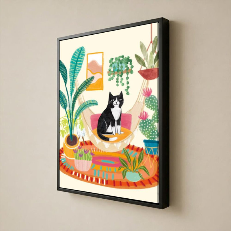 «Urban Jungle VII Spring» par Mary Urban - Impression sur toile, H 24 po x l 18 po, Flat Floating Frame, Black