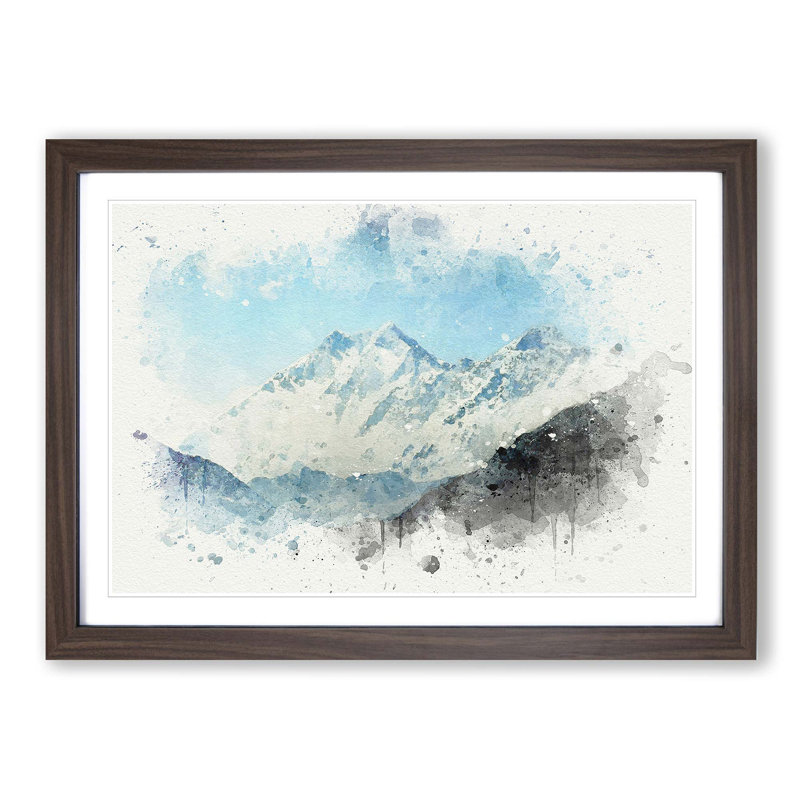 Mount Everest in Tibet and Nepal in Abstract - Picture Frame Graphic Art Print, Walnut Framed, 27cm H x 36cm W x 2cm D