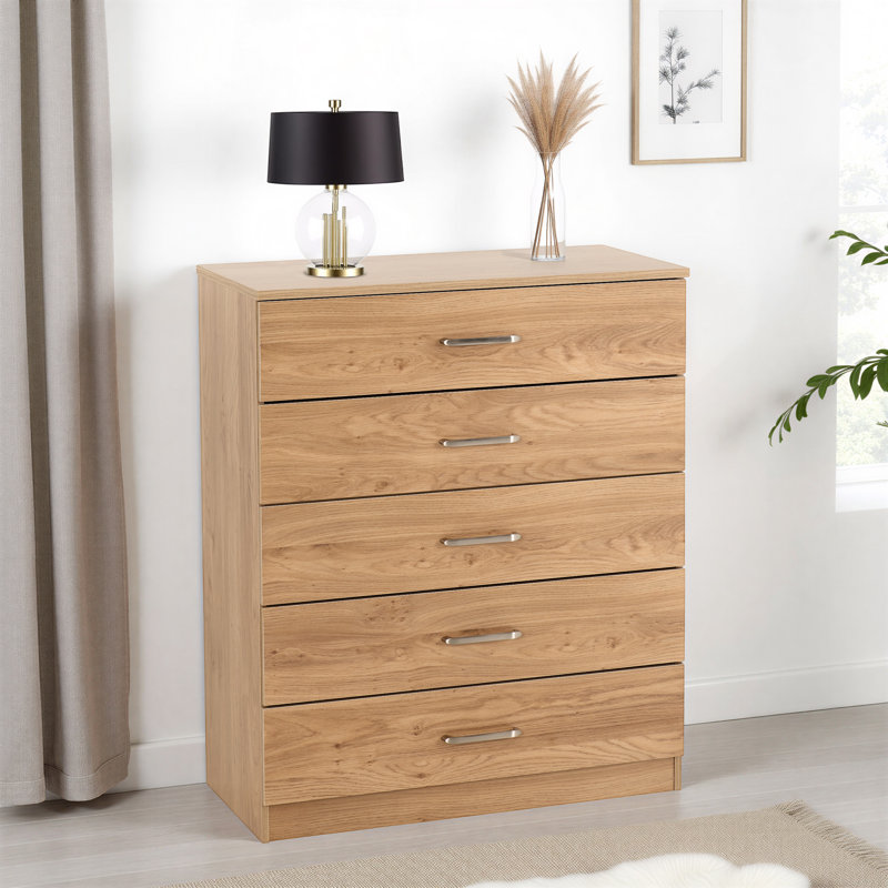 Sumrah 75cm W 5 - Drawer Chest of Drawers, Brown
