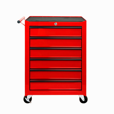 Coffre à outils roulant en métal avec 6 tiroirs, armoire à outils à 6 tiroirs de 20 po avec glissières à roulement à billes, coffre à outils en acier