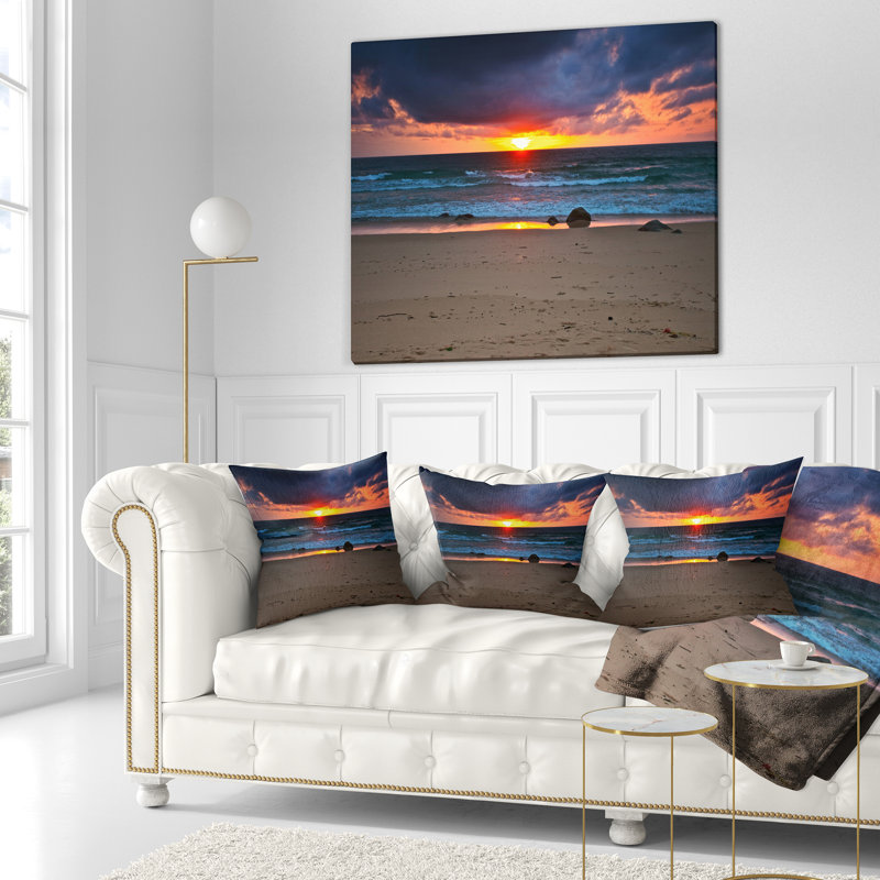Coussin lombaire à ciel décoratif coloré beige mer, Carré 18 po x 18 po