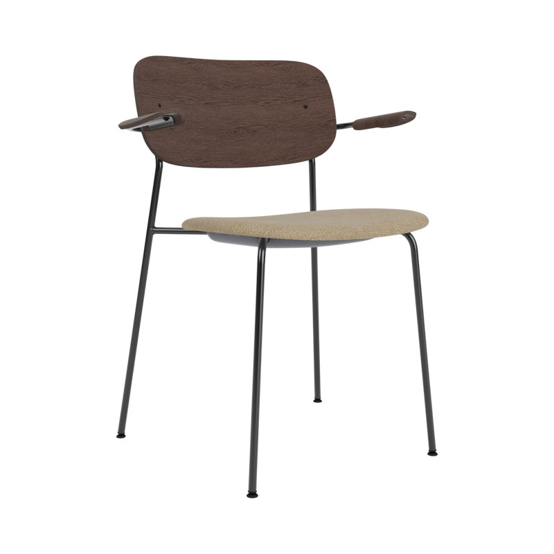 Co Upholstered Arm Chair, Bouclé 02 Acrylic, Dark Stained Oak, Black