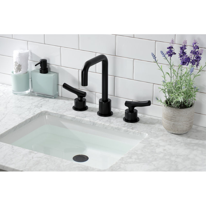 Robinet de salle de bain à large entraxe avec bonde, Noir mat