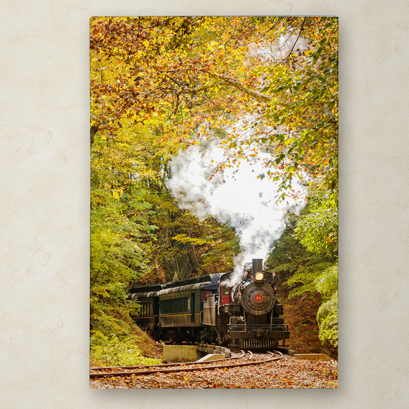 Autumn Foliage Steam Train 12x19-Inch Canvas Art