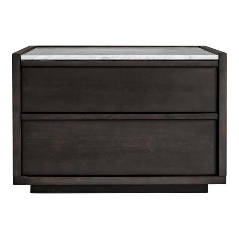 Table de chevet 2 tiroirs Brookline, Gris clair / brun foncé