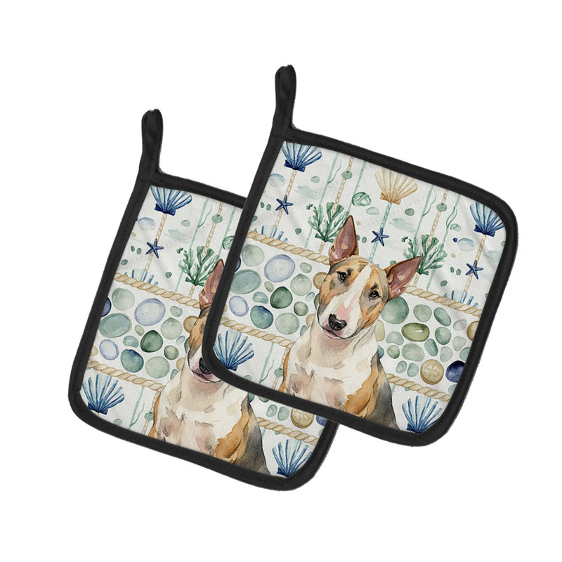 Paire de porte-casseroles tricolores Bull Terrier
