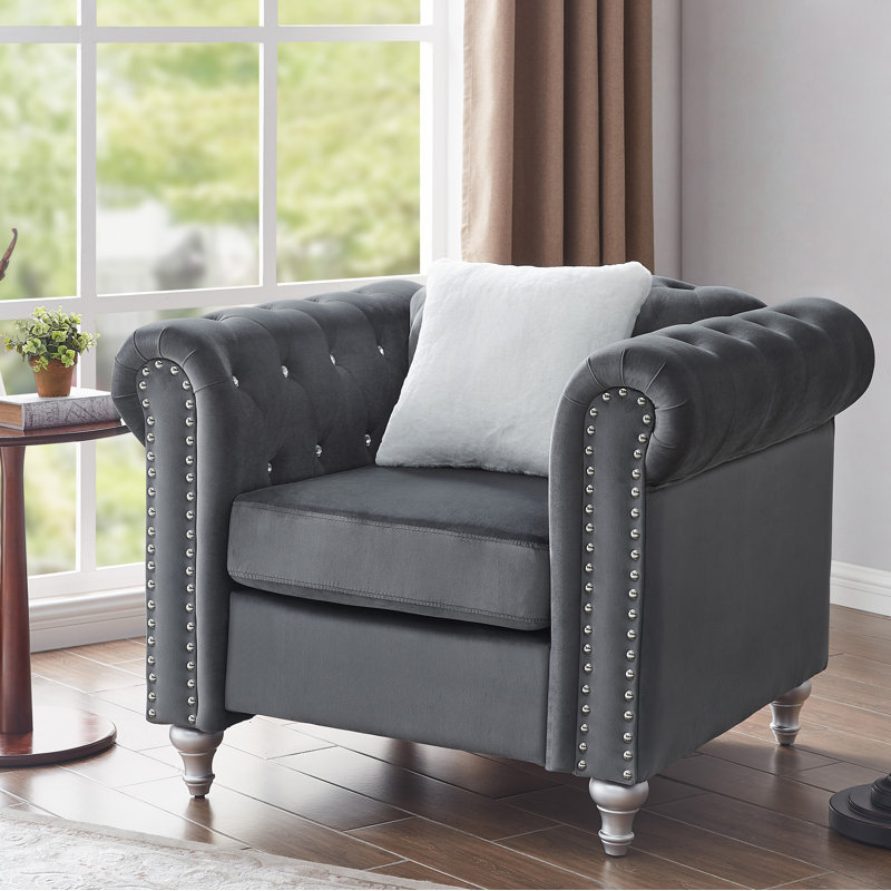 Glory Furniture Raisa Velvet Accent Chair, Gray