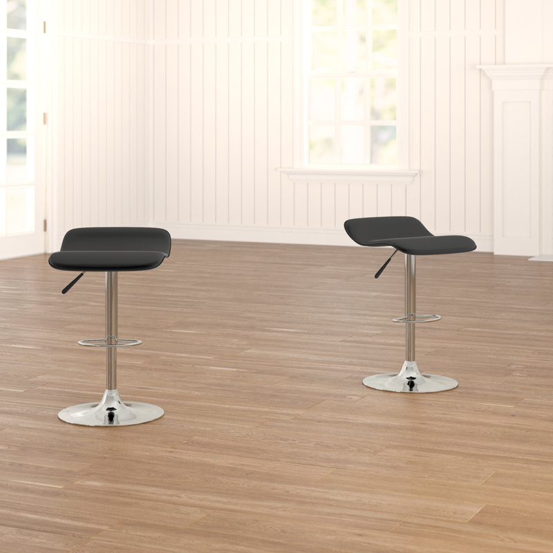 Swivel Upholstered Faux Leather Adjustable Height Bar Stool with Steel Frame