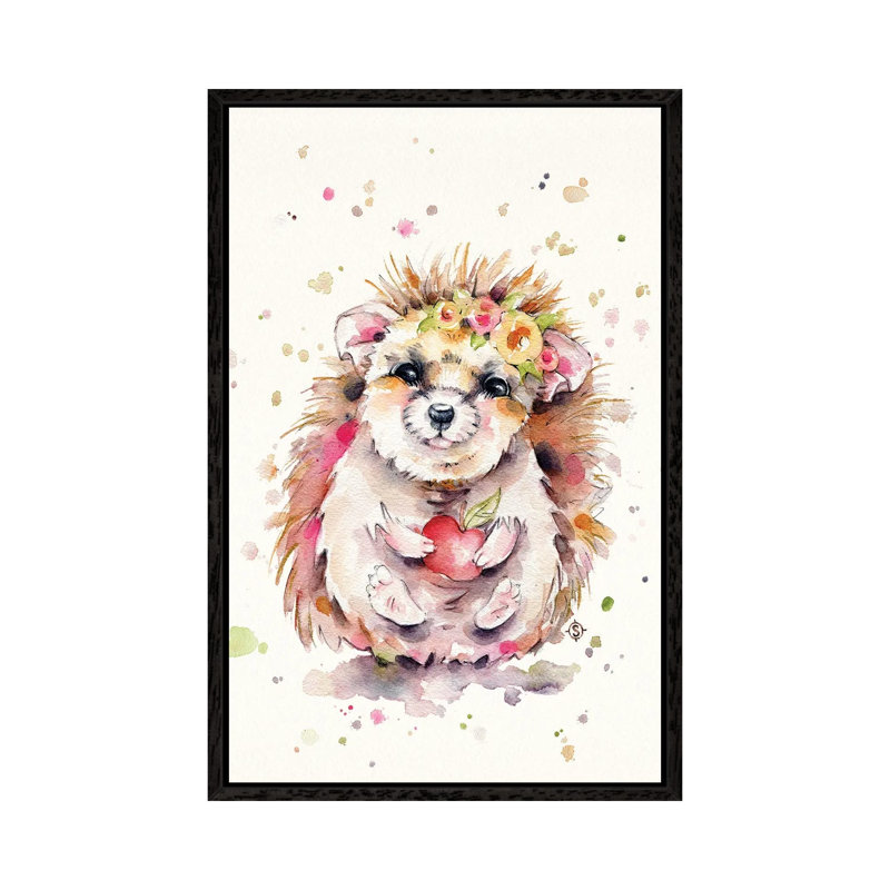 Sweet Hedgehog by Sillier Than Sally - Print on Canvas, Black Framed, 101.6 cm H x 66.04 cm W