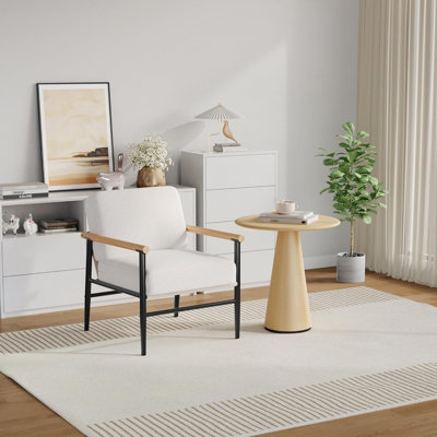 Chaise d'appoint moderne en sherpa avec structure en fer, fauteuil avec coussins épais