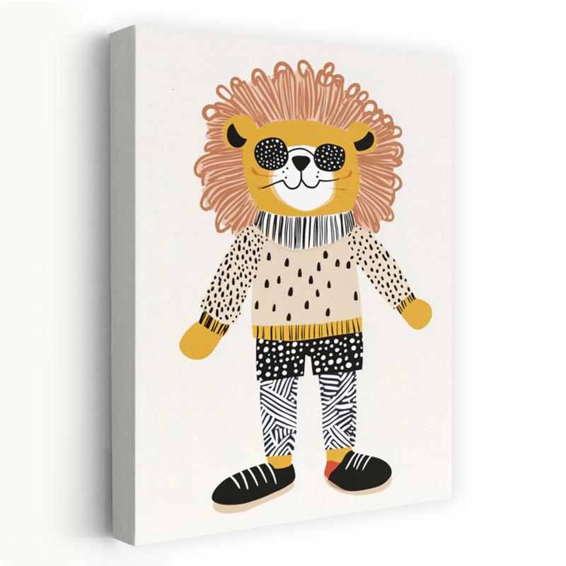 «Cool Fashion Lion Modern Playful Whimsical Lion», reproduction d'art, H 60 po x l 40 po