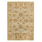 Hand Knotted Wool Oriental Area Rug in Blue And Ivory