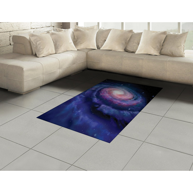 Tapis décoratif à longs fils en fibre de polyester haute densité Galaxy, Rectangle— 4 pi x 5 pi 8 po