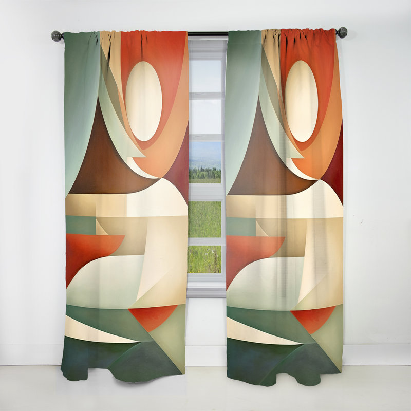Visions symétriques orange-vert - rideau en velours moderne - obscurcissant - 1 panneau, L 52 po x L 90 po