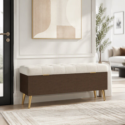 Boucle Upholstered Storage Bench