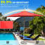 Parasol Vonsha 9 pi, rouge brique et imperméable, 8 nervures, manivelle à bouton-poussoir inclinable pour patio, jardin, table d'extérieur avec protection contre l'eau