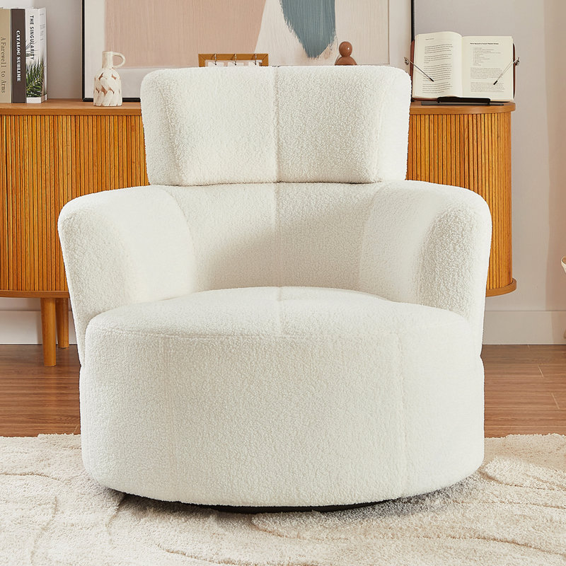 Fauteuil demi-tonneau pivotant l 36,98 po, Crème, crème