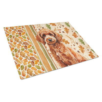 Toy Red Poodle Heirloom Fall Glass Cutting Board